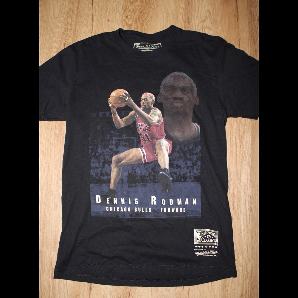 Black Dennis Rodman Chicago Bulls Graphic Tee
